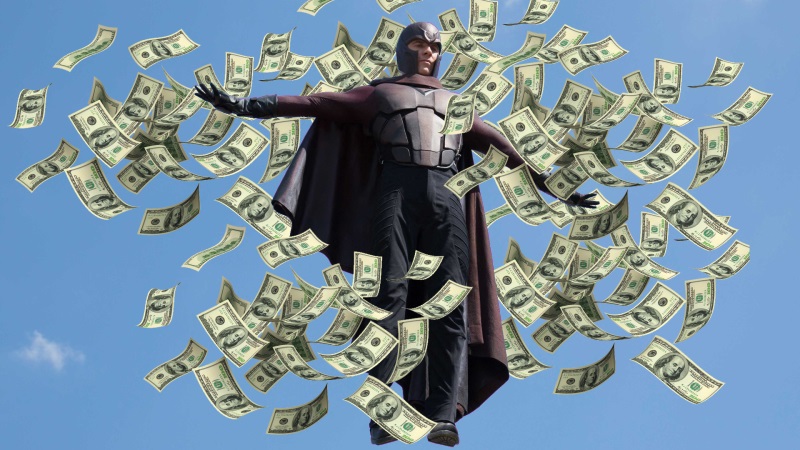Magneto's new costume: Money Manipulation